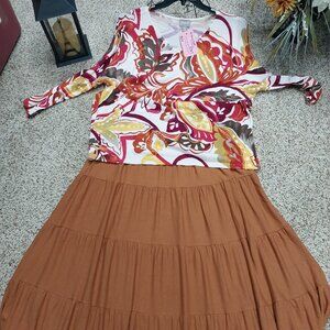 3767 Size 3/XL Chico's Sweater and Matching 2X Zenana Skirt.